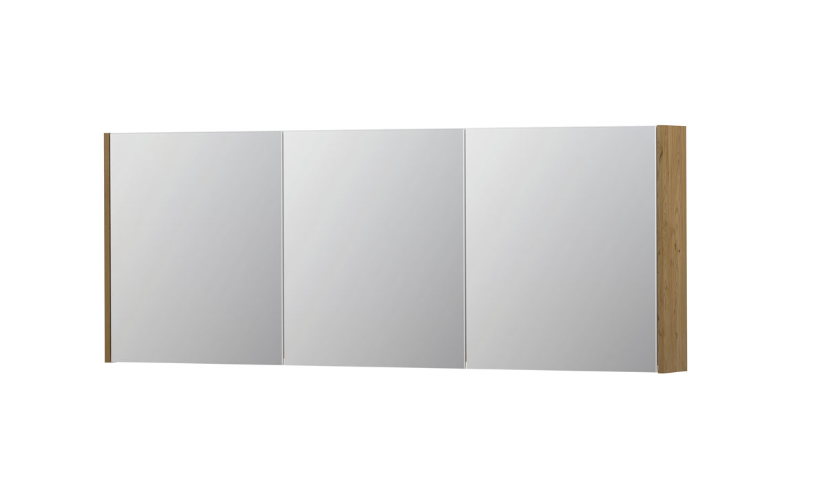 INK SPK1 spiegelkast m. 3 dubbelzijdige spiegeldeuren en stop/schak. 1110821 Natur fineer H600xB1600xD140