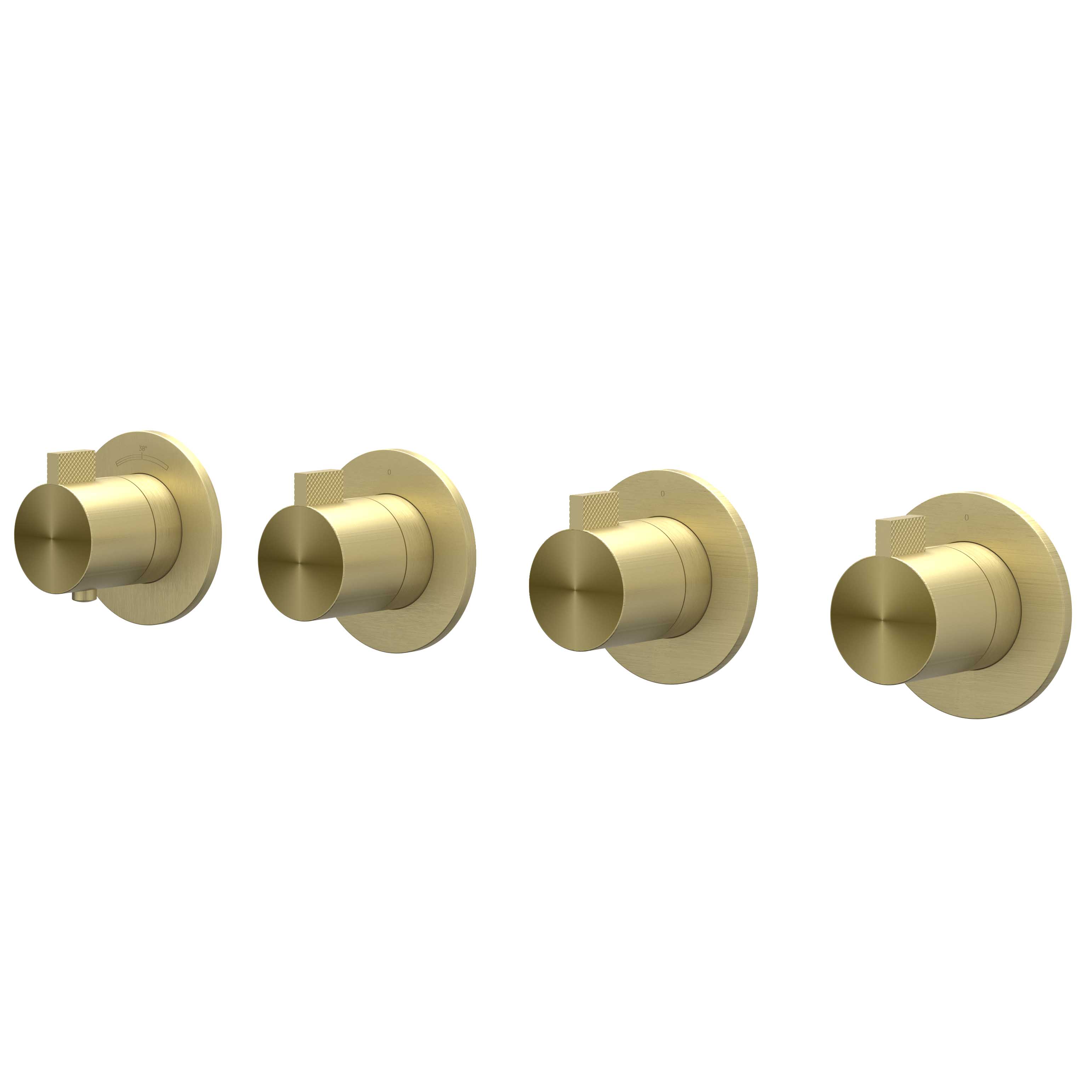 IVY Tribe Afbouw inbouwtherm. m/3 stopkranen symmetry m/ronde rozetten 6201272 RVS316 gebr. mat goud PVD