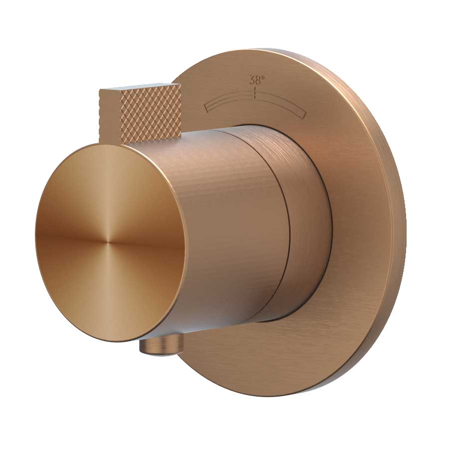 IVY Tribe Afbouwdeel inbouwthermostaat symmetry met rond rozet 6201333 RVS316 gebr. mat koper PVD