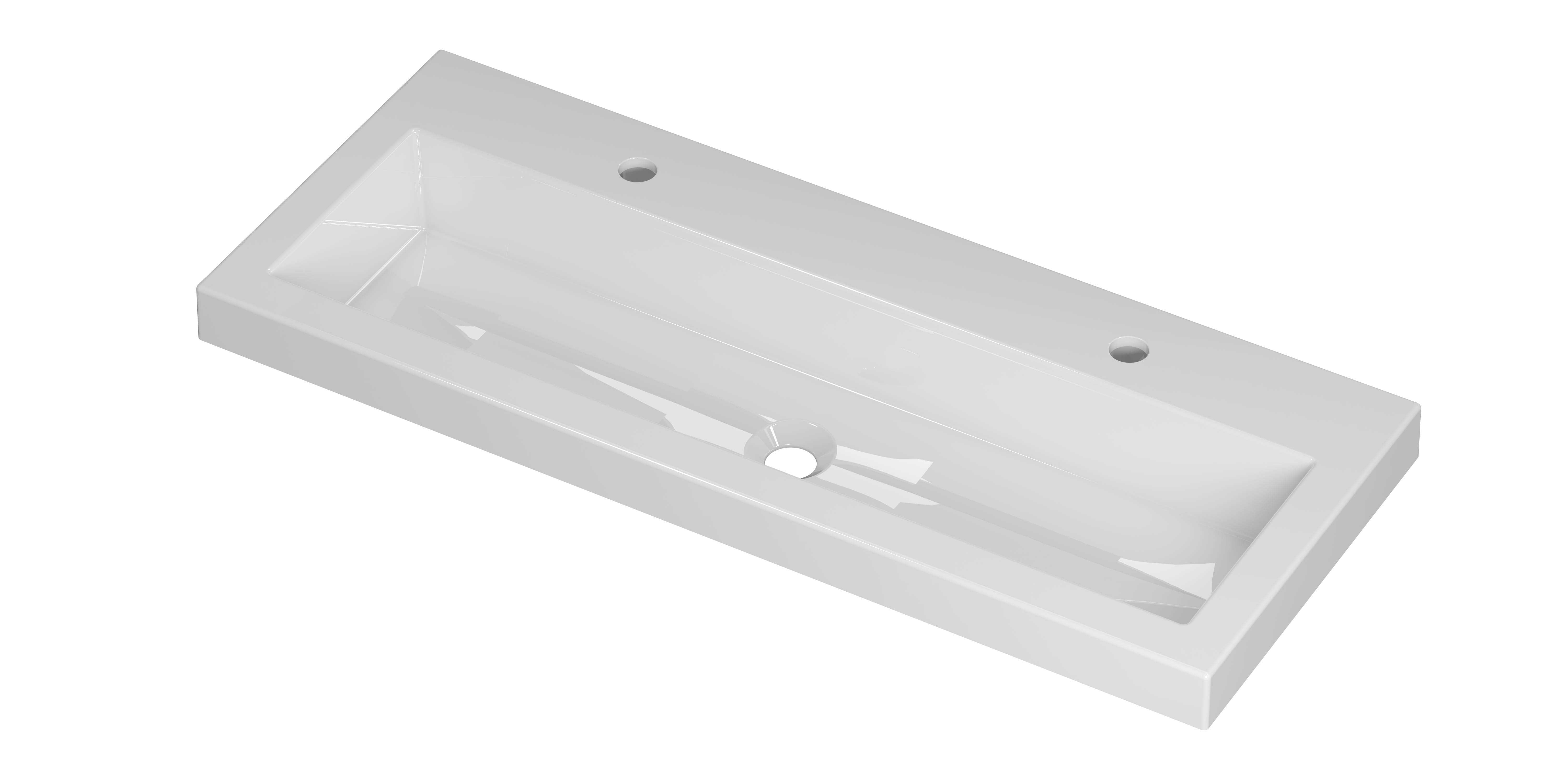 INK Roots wastafel pors. m. 2 krgt. 300623 Glans wit H60xB1000xD400