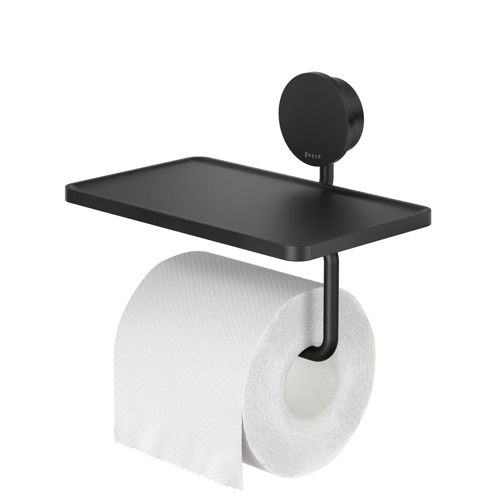 Geesa Opal toiletrolhouder met planchet 917224-06 zwart