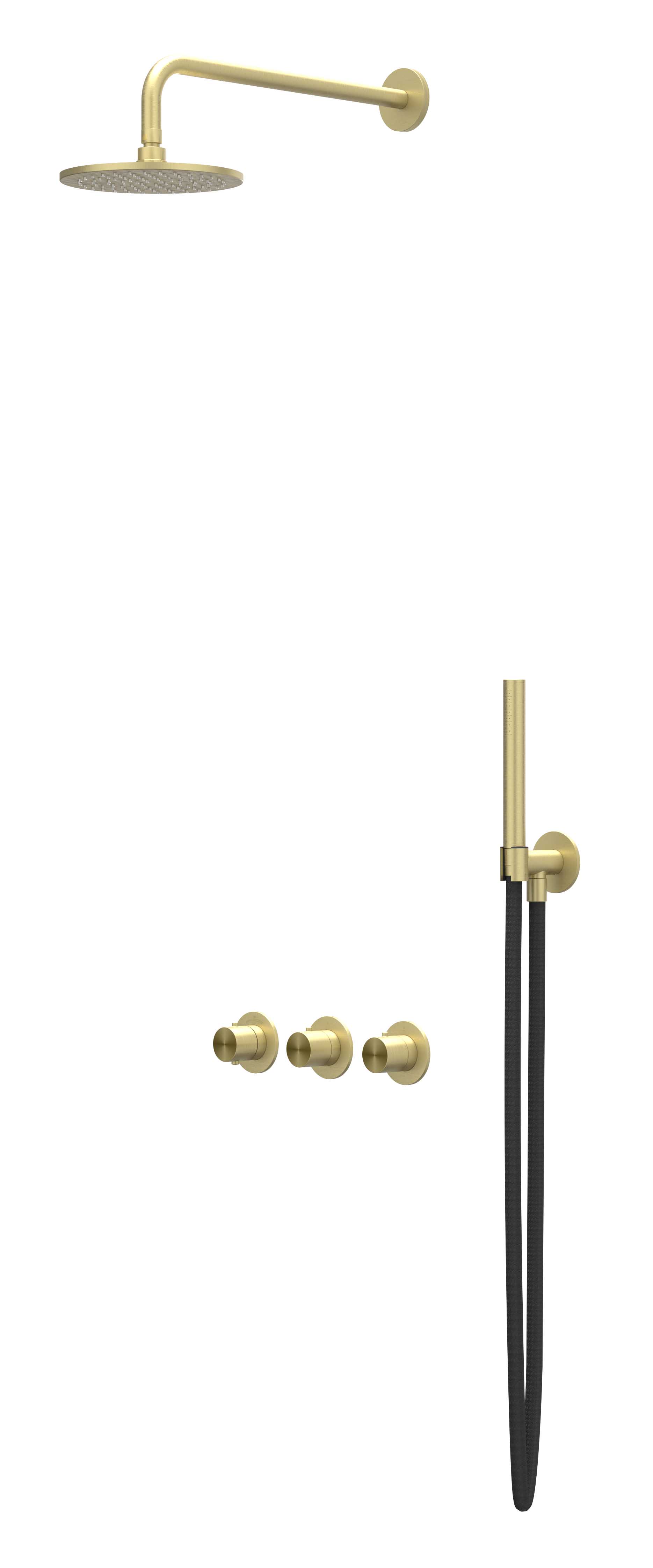 IVY Concord Inbouwset 2 stopkr.  plaf-30 20cm me glijst.  en staafhdd CSC4IMPAACB RVS316 gebr. mat goud PVD