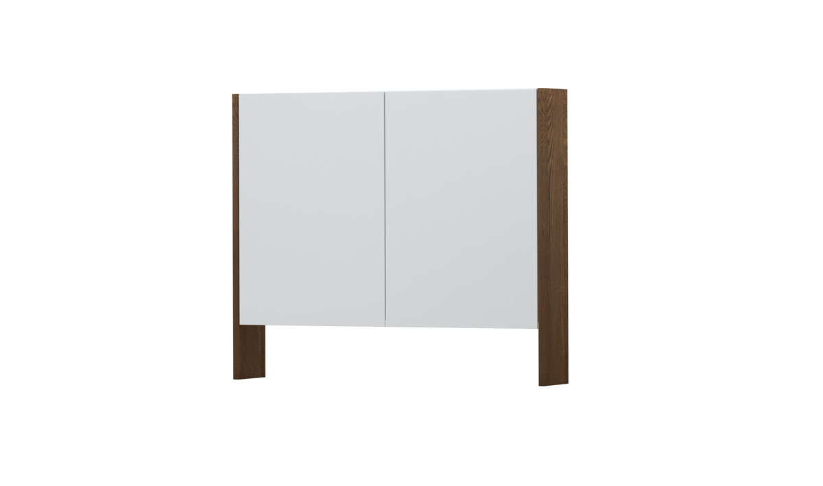 INK SPK3 spiegelkast m. dubbel gesp. 2 deuren icm open planchet en stop/schak. 1110177 massiek eiken Chocolate H740xB900xD140
