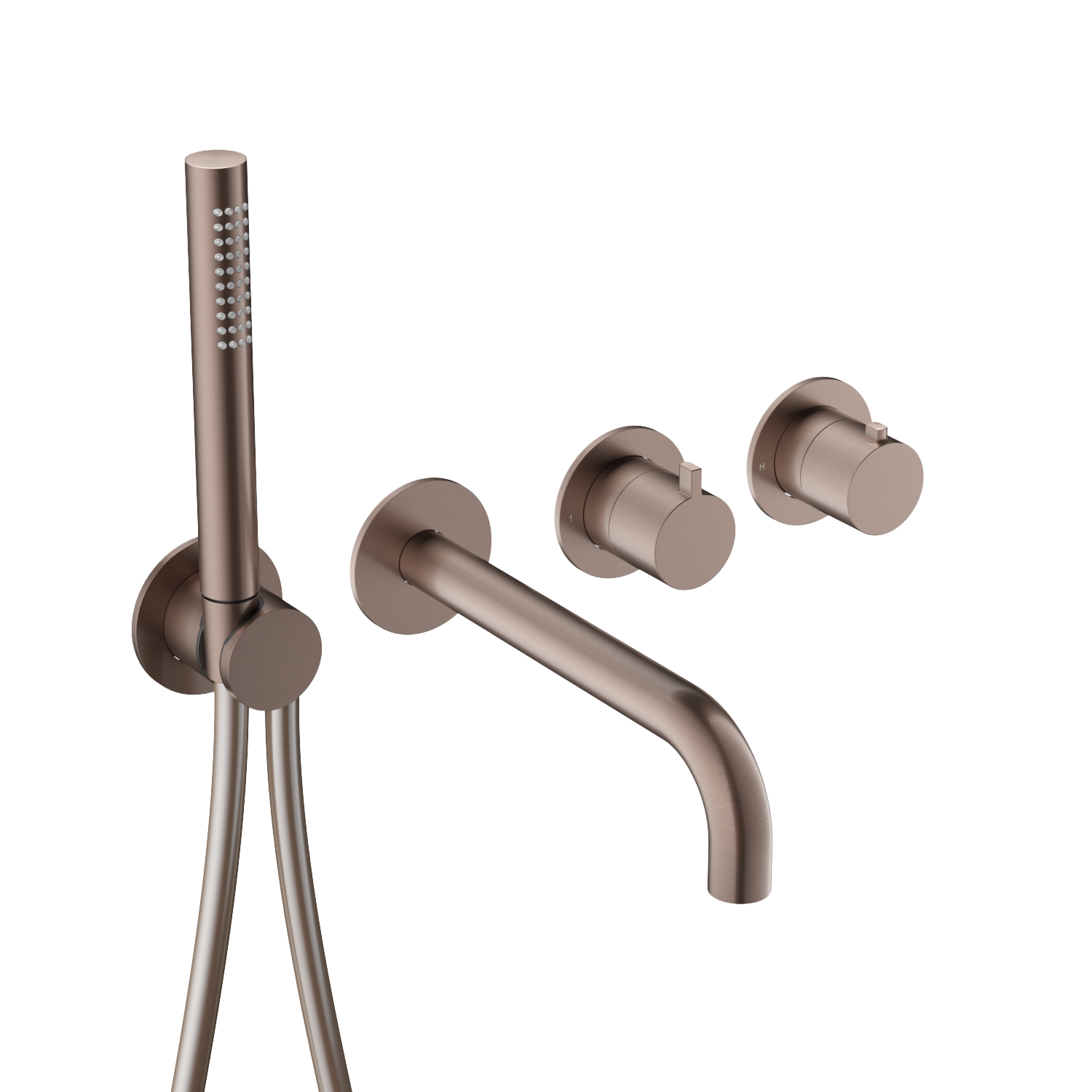 Hotbath Ace afbouwdeel inbouw bad thermostaat m. 2-weg stop-omstel m. uitloop en handd. AC072EXTBCP Geborsteld Koper PVD