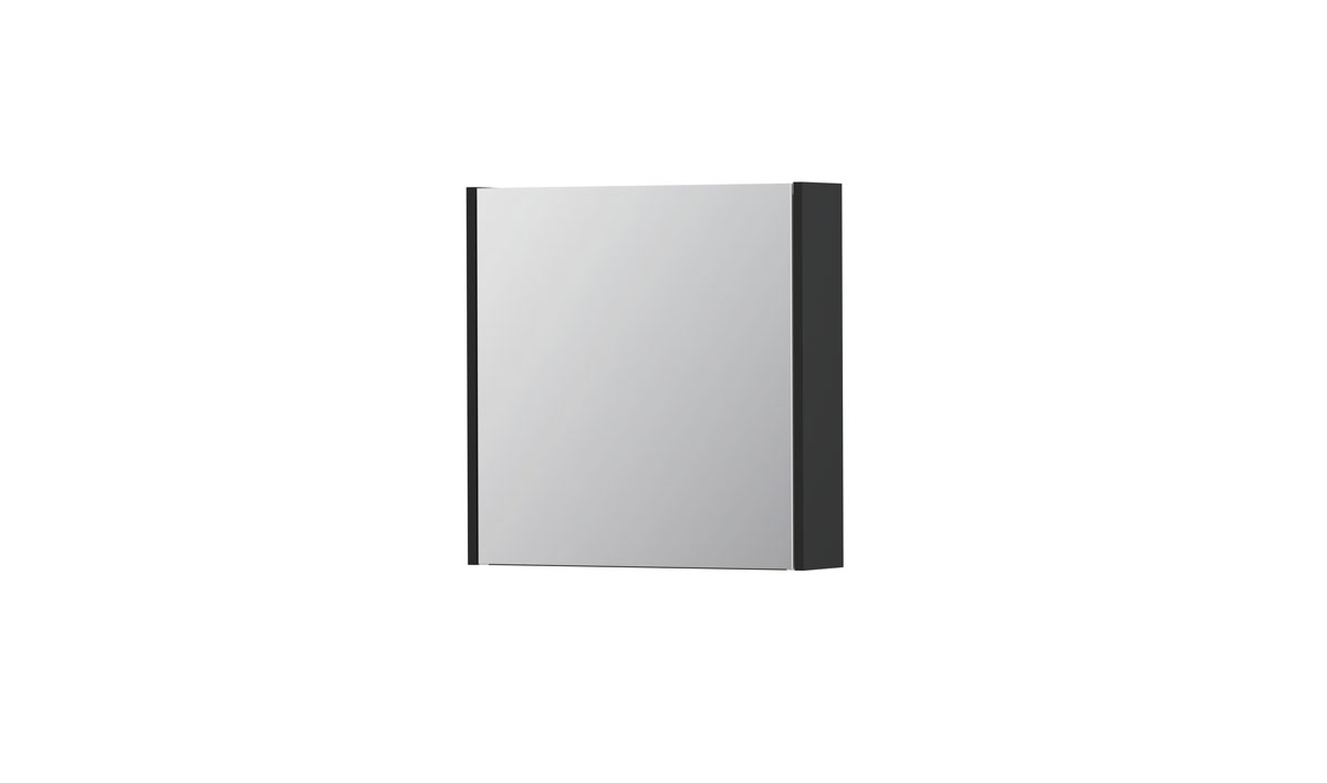 INK SPK1 spiegelkast m. 1 dubbelzijdige spiegeldeur en stop/schak. 1110455 m. zwart H600xB600xD140