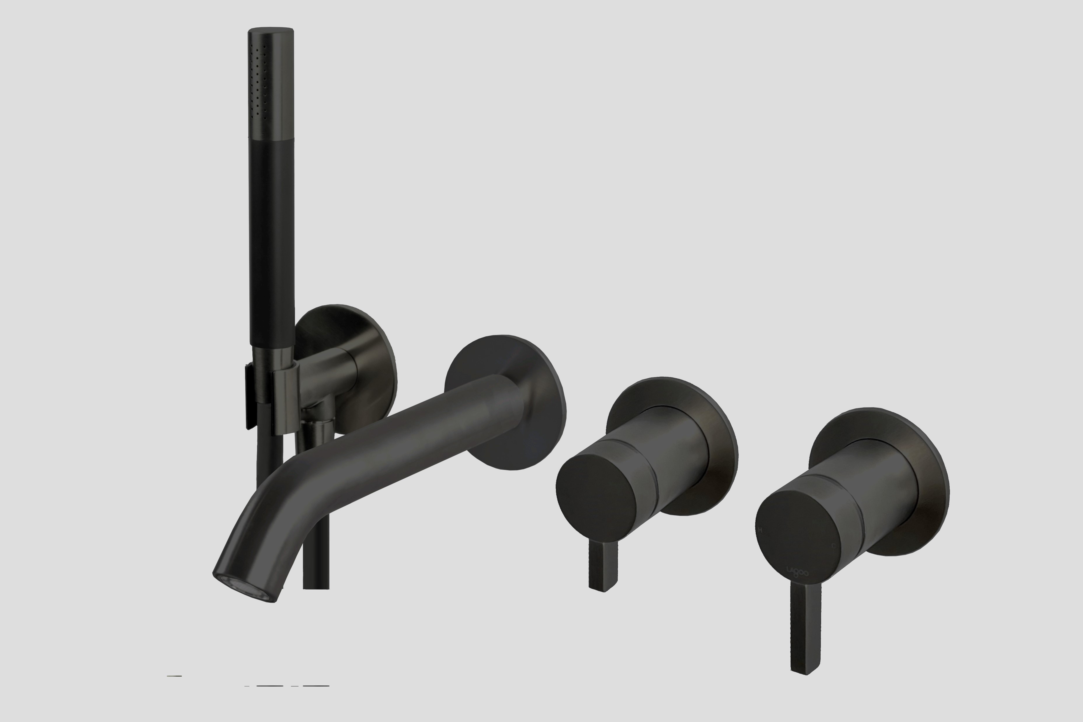 Lagoo Como Inbouw badmengkraan afbouwdeel m. uitloop 2-weg omstel handdouche staaf en doucheslang CM3206MB Matt Black