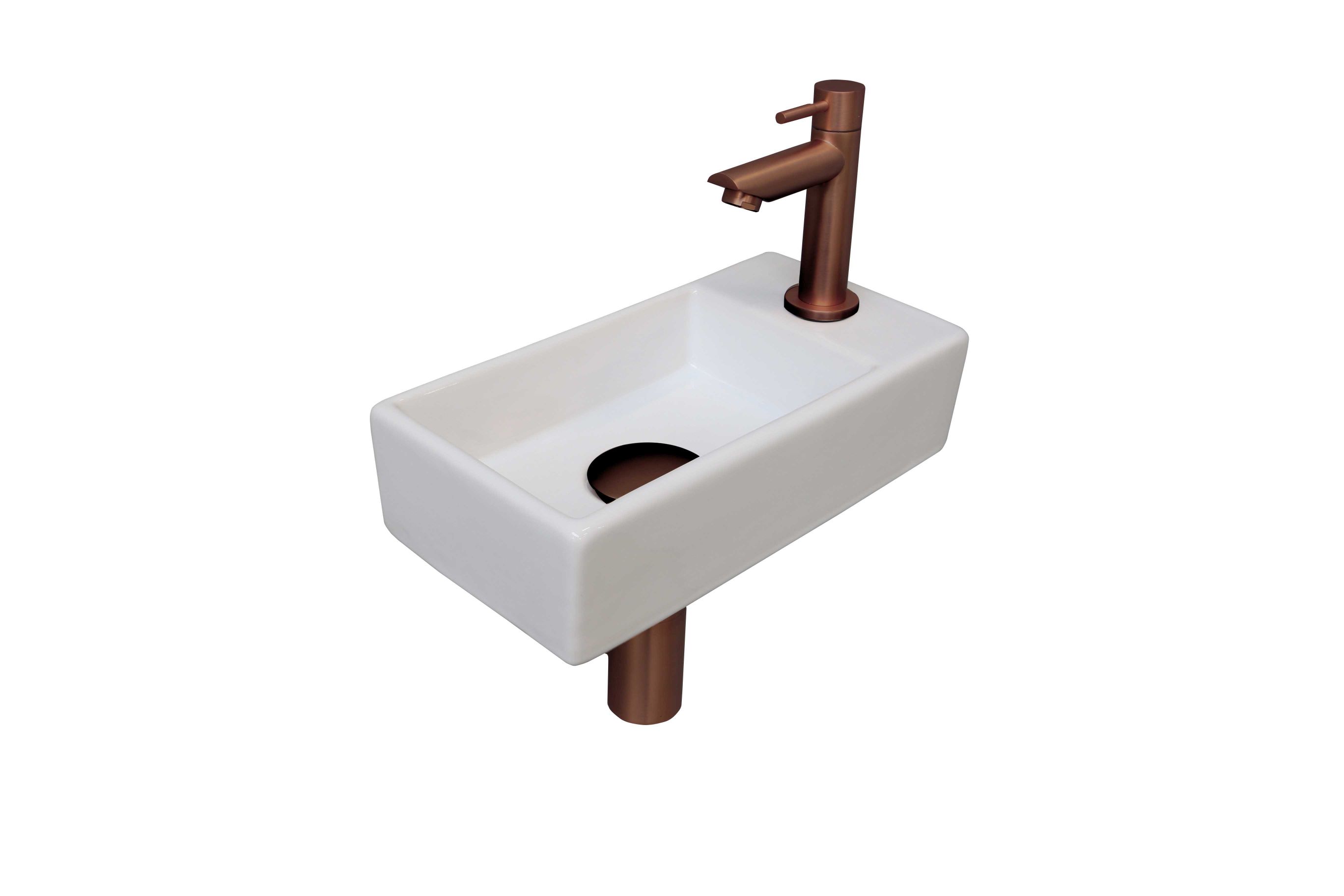 INK fonteinpack pors. R incl. kraan sifon plug en montageset 1805313 Glans wit/mat rose goud H90xB360xD180