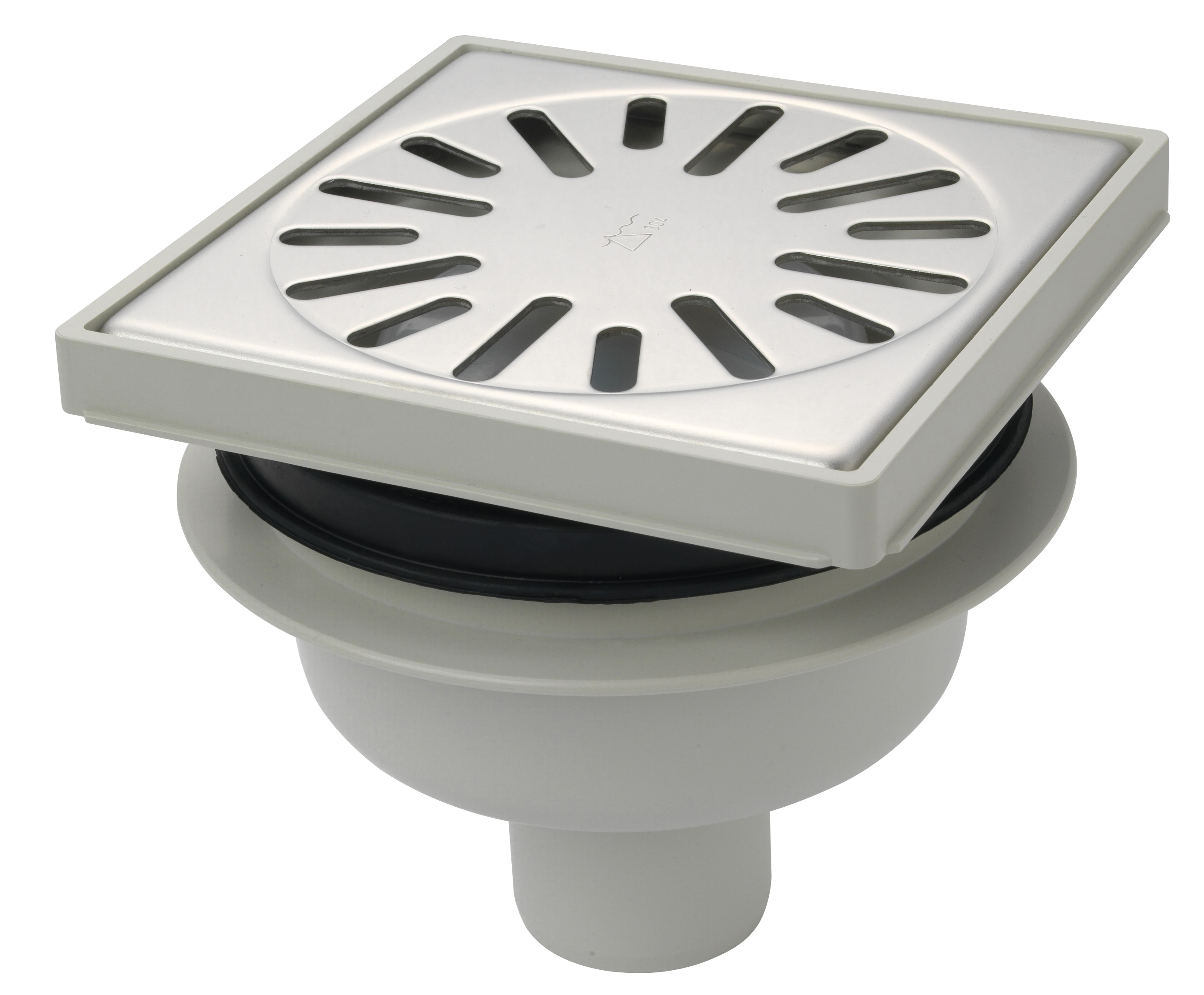 Aquaberg ABS put m/RVS rooster onder uitlaat verstelbaar vert-hor 4015 15x15cm