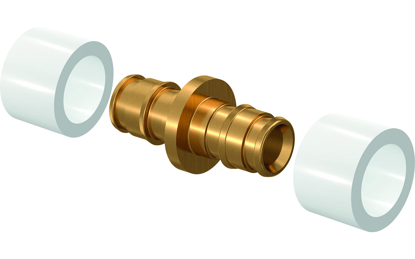 Uponor Q&E koppeling messing 16 x 16 met 2 ringen 1058660