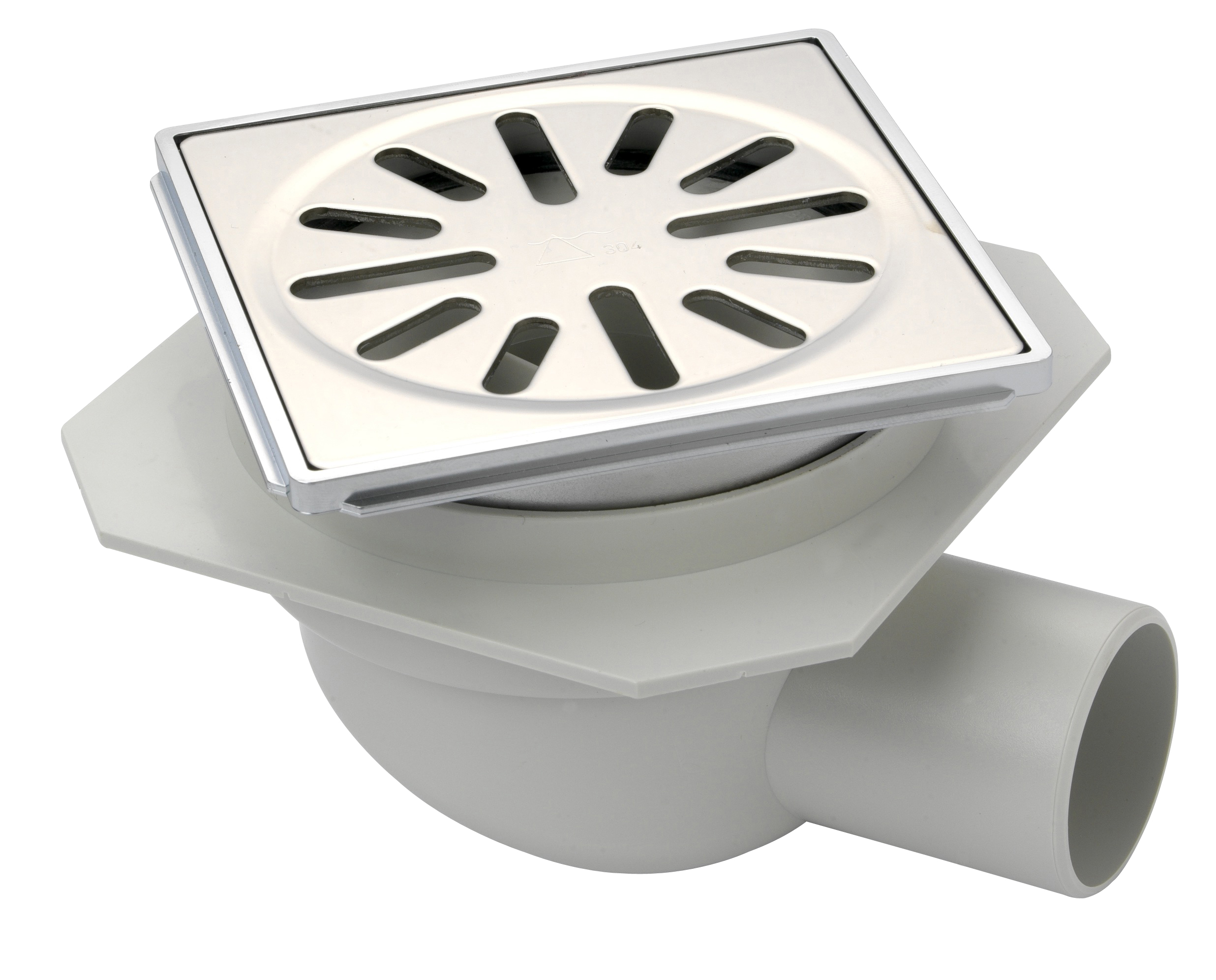 Aquaberg ABS put m/RVS-look rooster hoogte verstelbaar zij-uitlaat 4211R 10x10cm